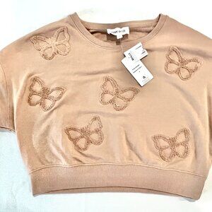 Pink Rose Butterfly crop top